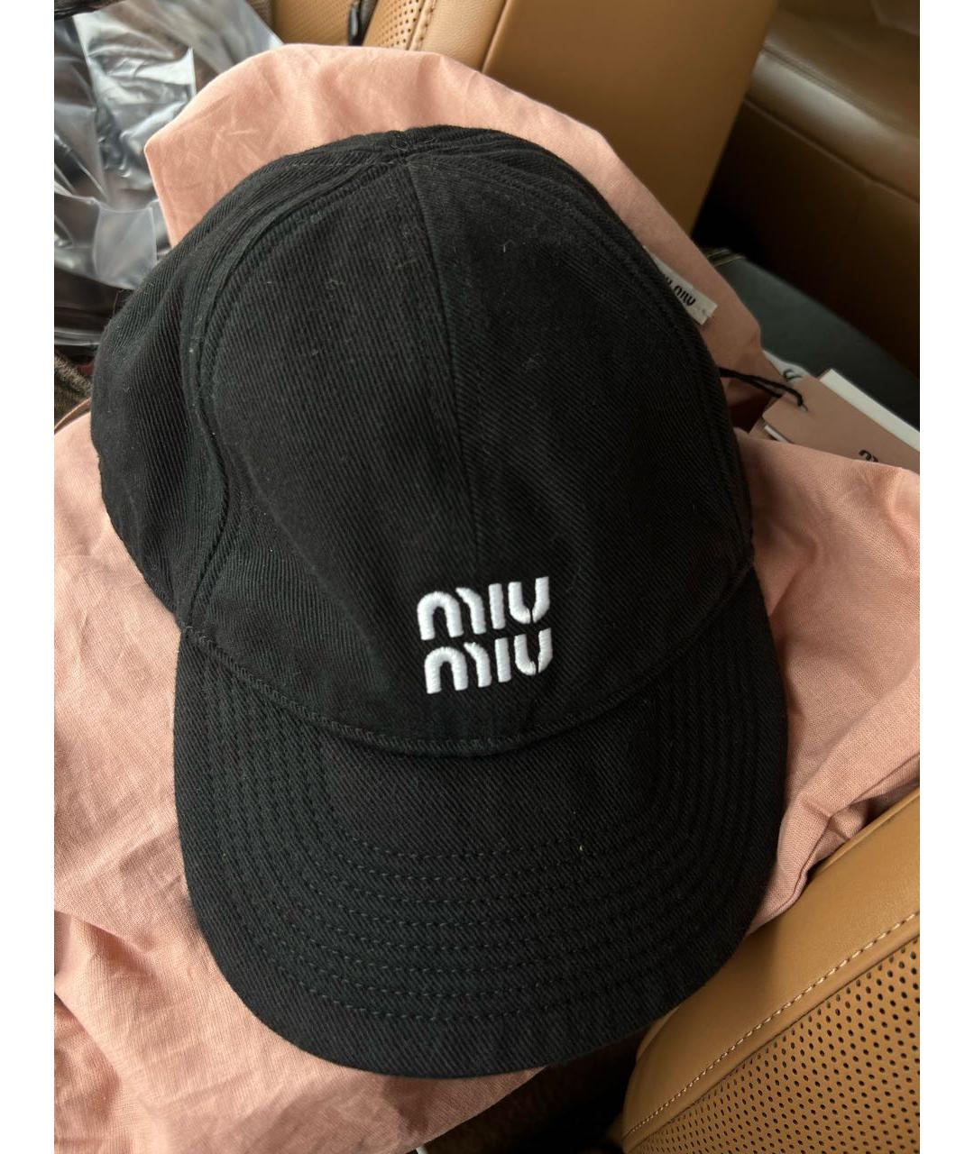 MIU MIU Черная хлопковая кепка, фото 2