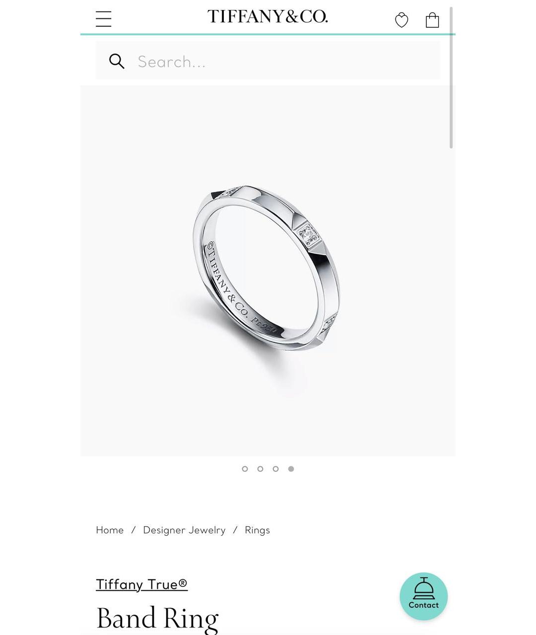 TIFFANY&CO Серебряное платиновое кольцо, фото 2