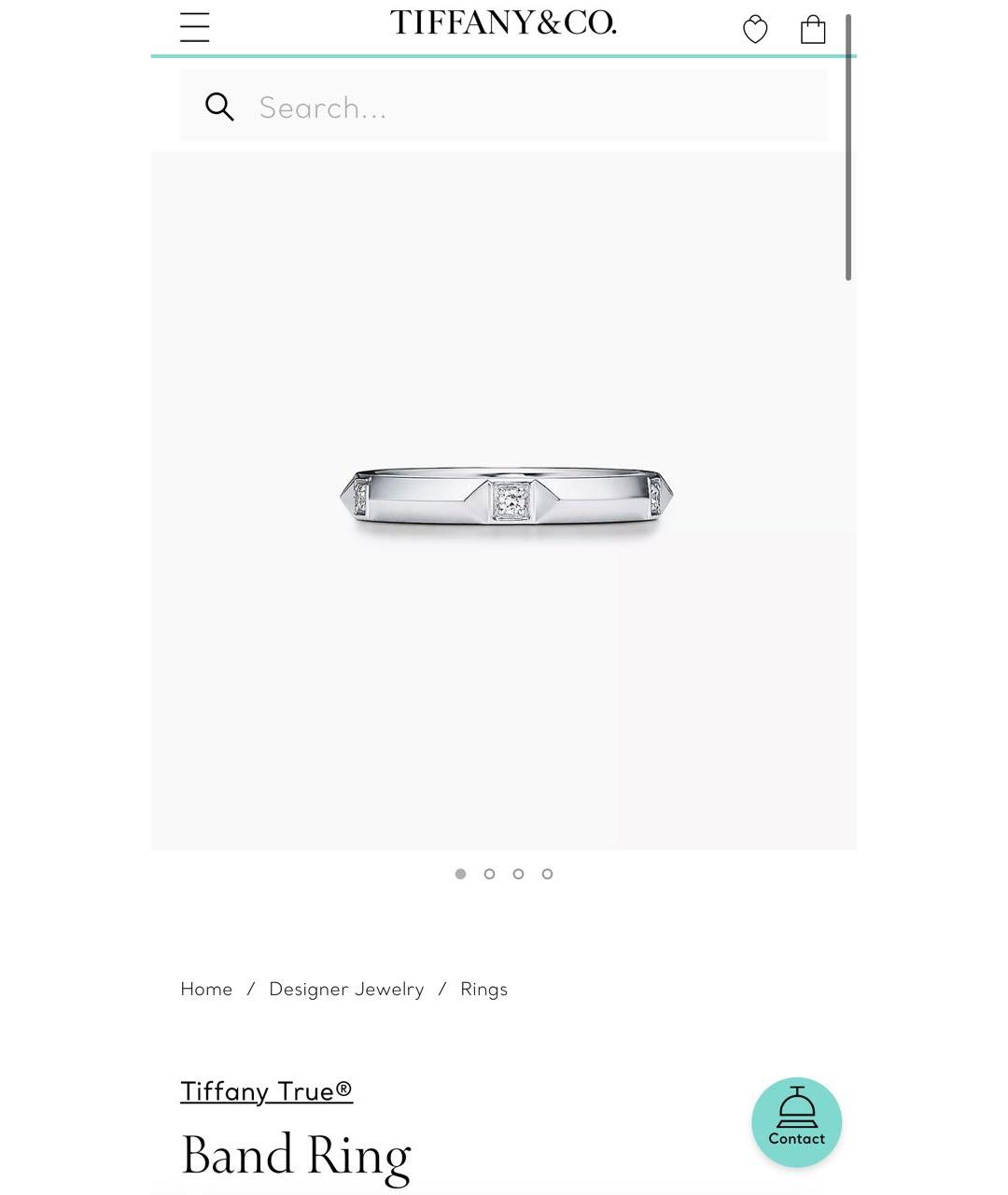 TIFFANY&CO Серебряное платиновое кольцо, фото 6
