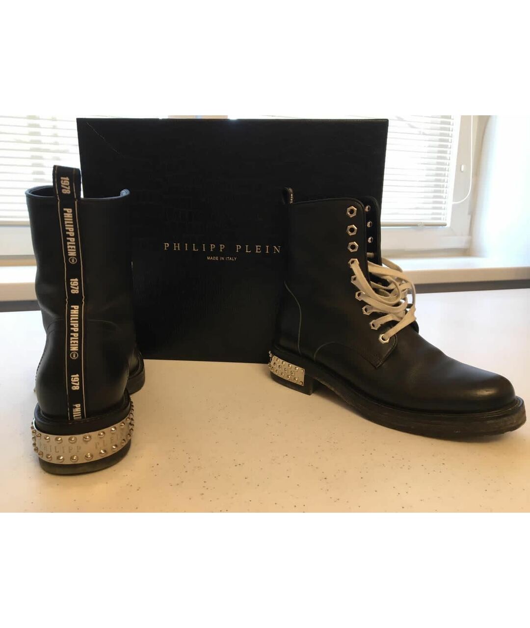 PHILIPP PLEIN Черные кожаные ботинки, фото 7