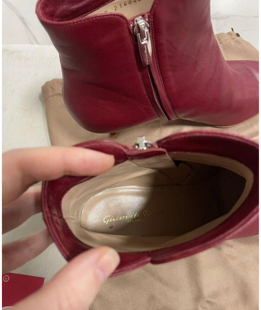 GIANVITO ROSSI Бордовые кожаные ботильоны, фото 6
