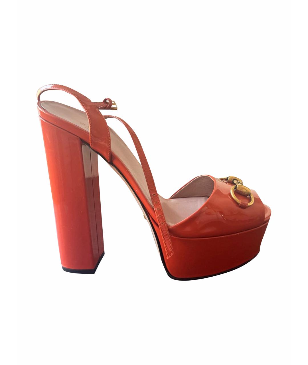 GUCCI Оранжевое босоножки из лакированной кожи, фото 1