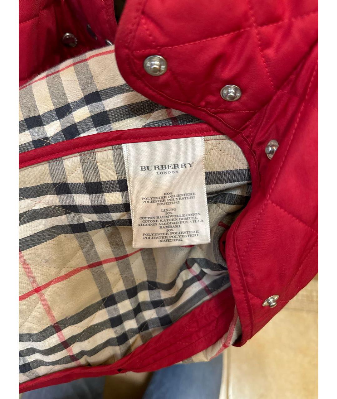 BURBERRY Красная полиэстеровая куртка, фото 6