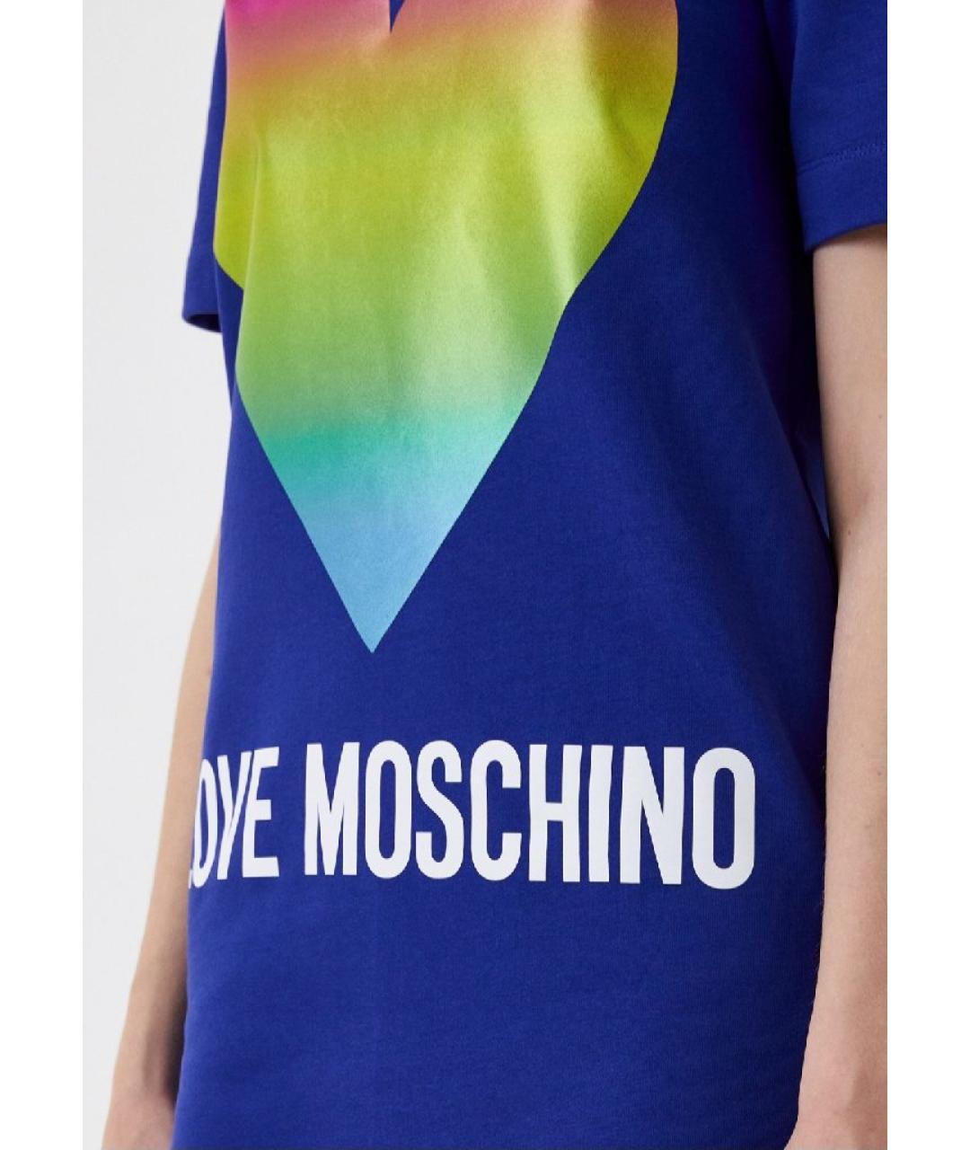 LOVE MOSCHINO Синее хлопковое повседневное платье, фото 5