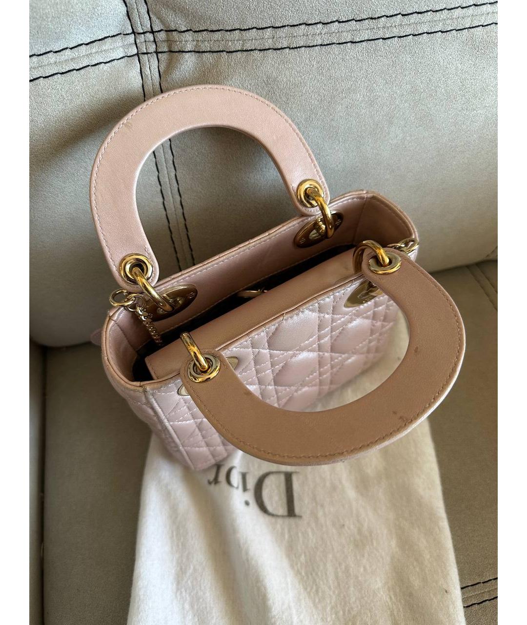 CHRISTIAN DIOR Розовая кожаная сумка с короткими ручками, фото 4