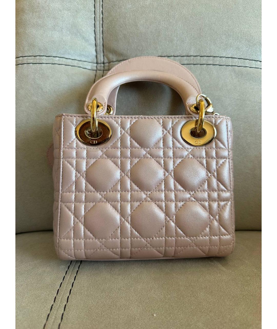 CHRISTIAN DIOR Розовая кожаная сумка с короткими ручками, фото 2