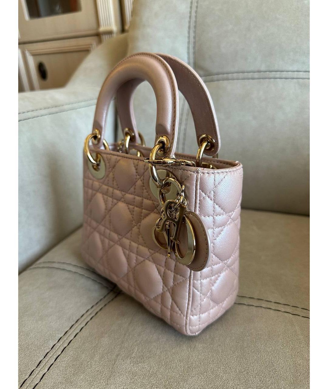 CHRISTIAN DIOR Розовая кожаная сумка с короткими ручками, фото 3