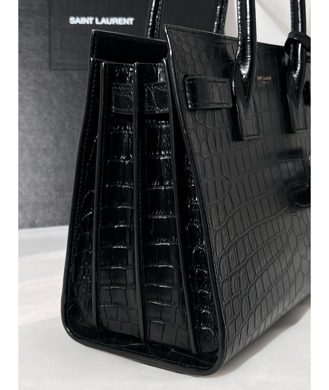 SAINT LAURENT Черная кожаная сумка тоут, фото 2