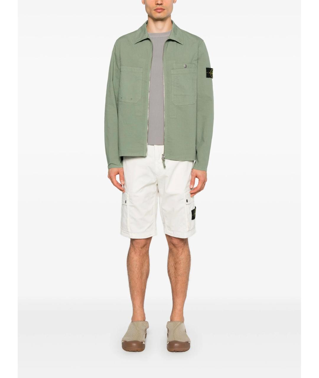 STONE ISLAND Зеленая хлопковая куртка, фото 2