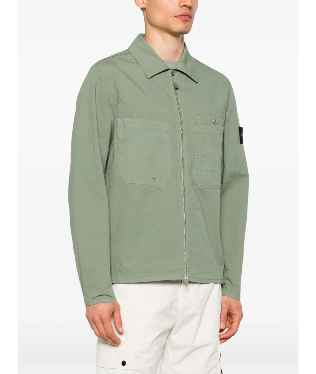 STONE ISLAND Зеленая хлопковая куртка, фото 3