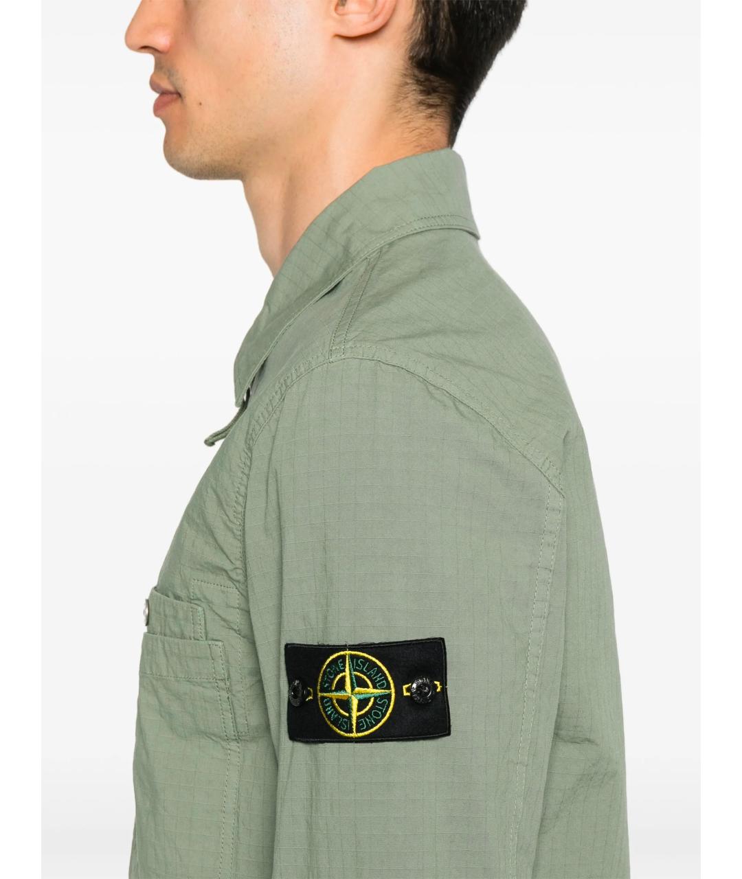 STONE ISLAND Зеленая хлопковая куртка, фото 5