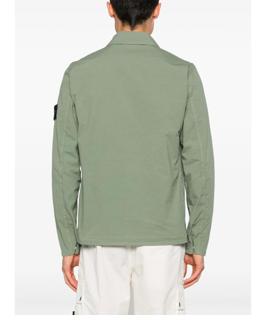 STONE ISLAND Зеленая хлопковая куртка, фото 4