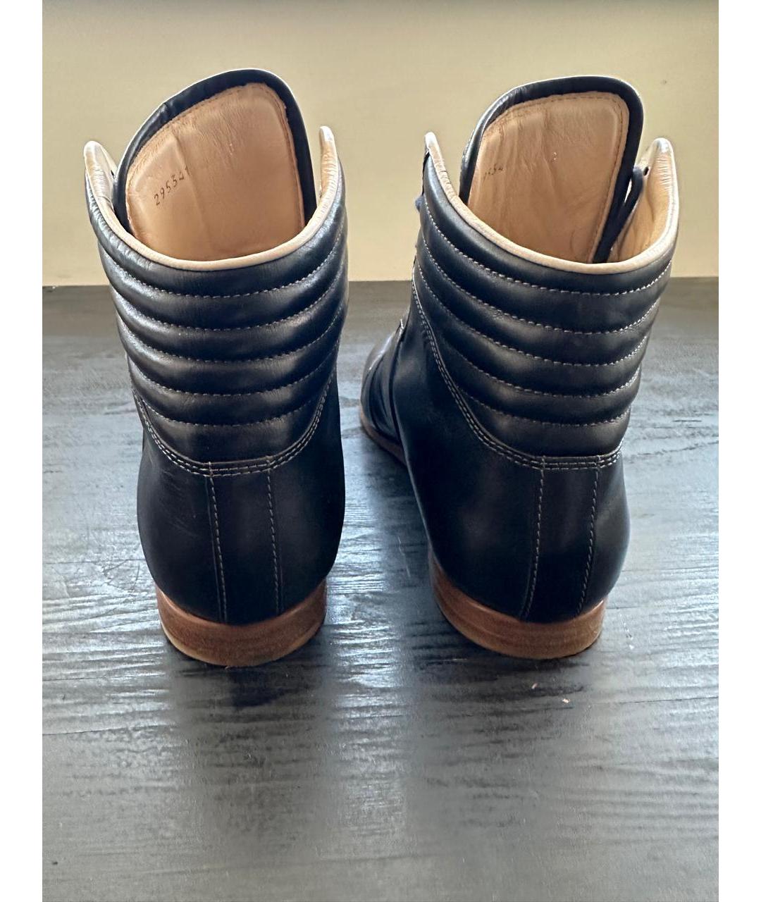 GUCCI Черные кожаные высокие кроссовки / кеды, фото 3
