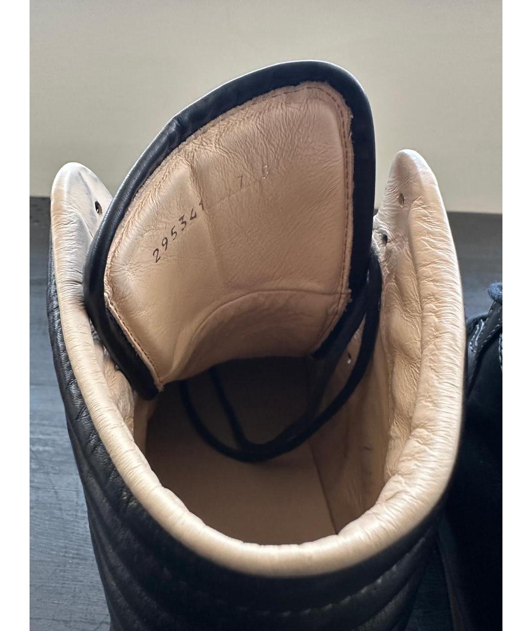 GUCCI Черные кожаные высокие кроссовки / кеды, фото 4