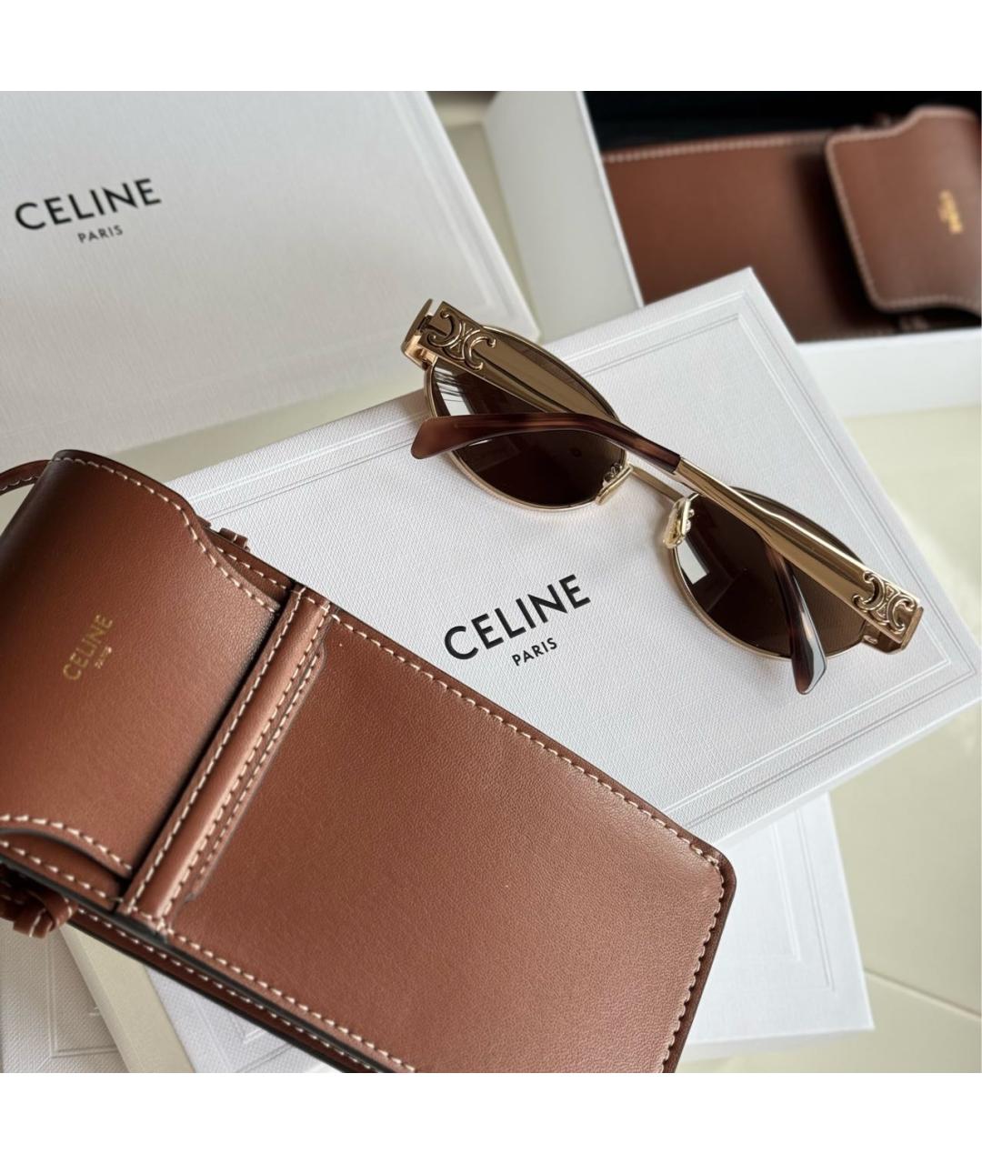 CELINE Золотые металлические солнцезащитные очки, фото 4