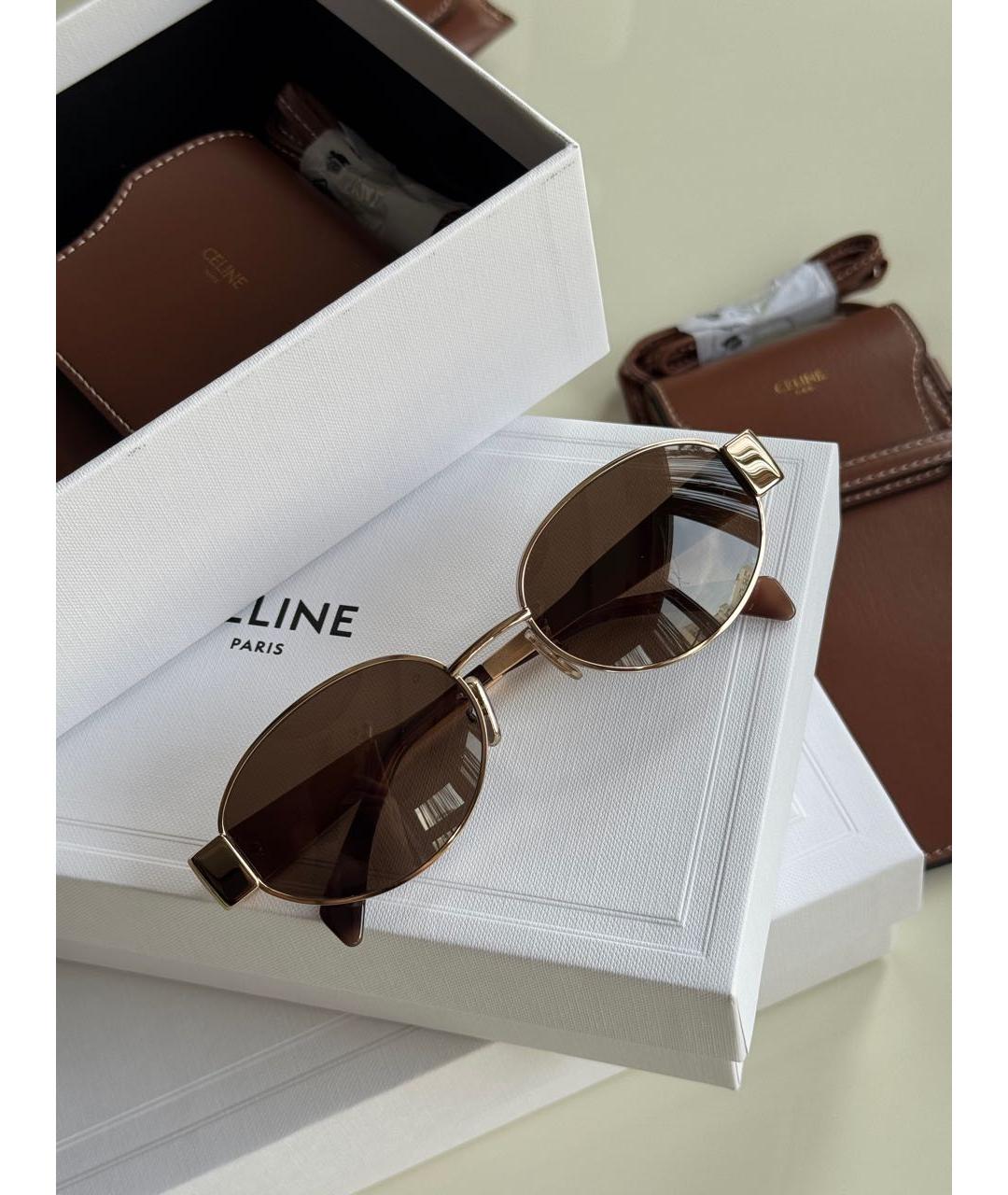 CELINE Золотые металлические солнцезащитные очки, фото 5
