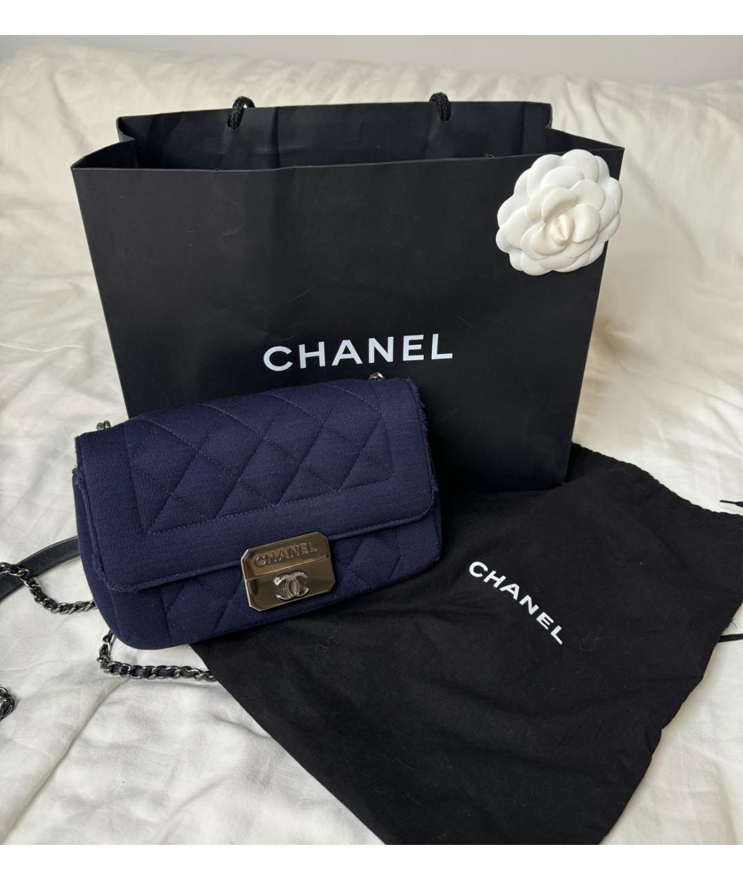 CHANEL Темно-синяя деним сумка через плечо, фото 9