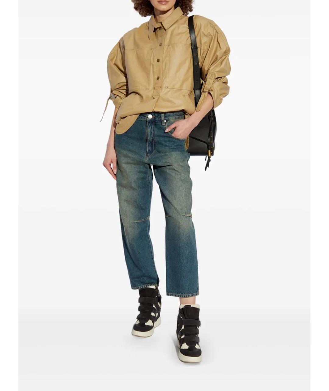 ISABEL MARANT Синие хлопковые прямые брюки, фото 2