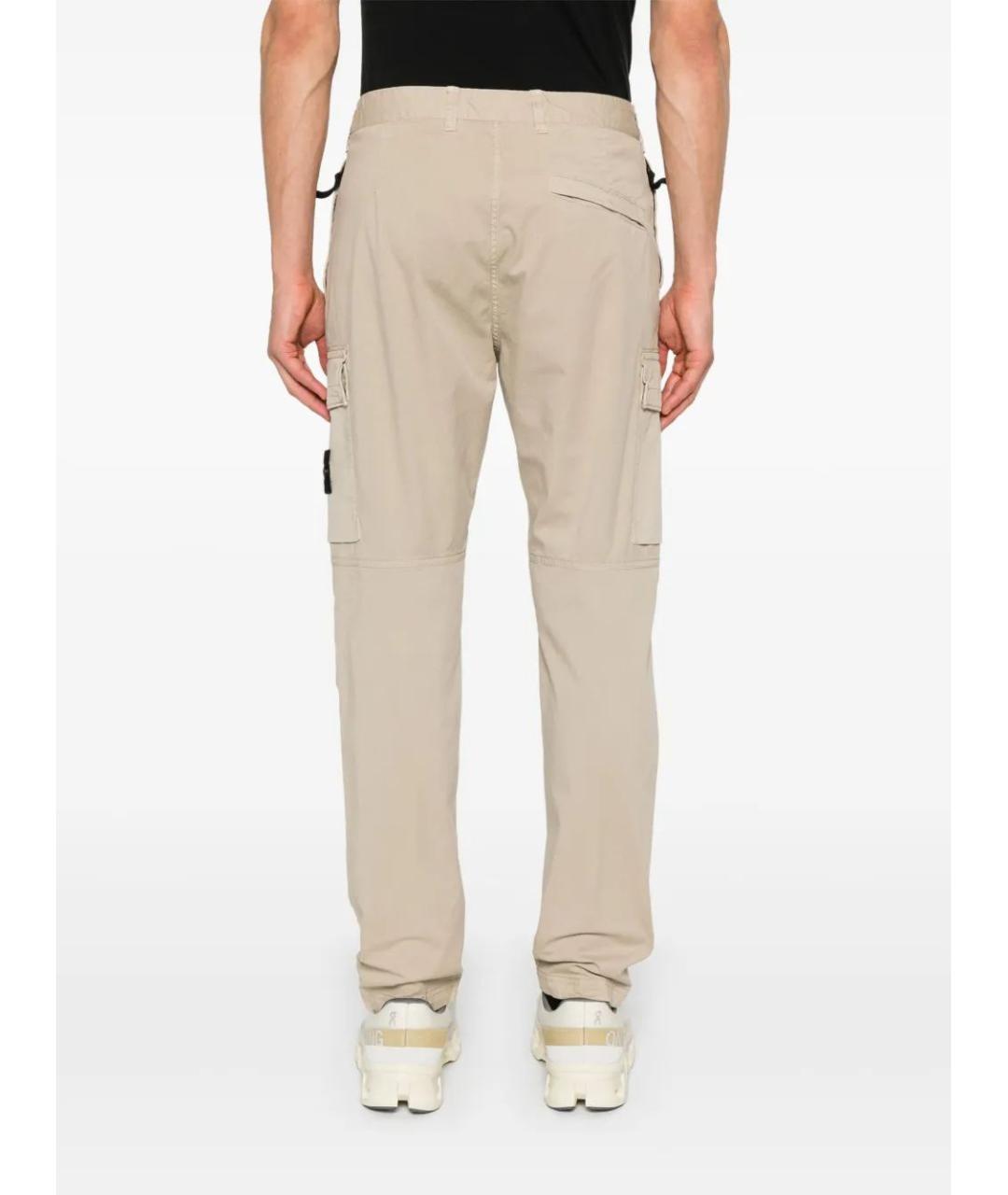 STONE ISLAND Бежевые хлопковые повседневные брюки, фото 4