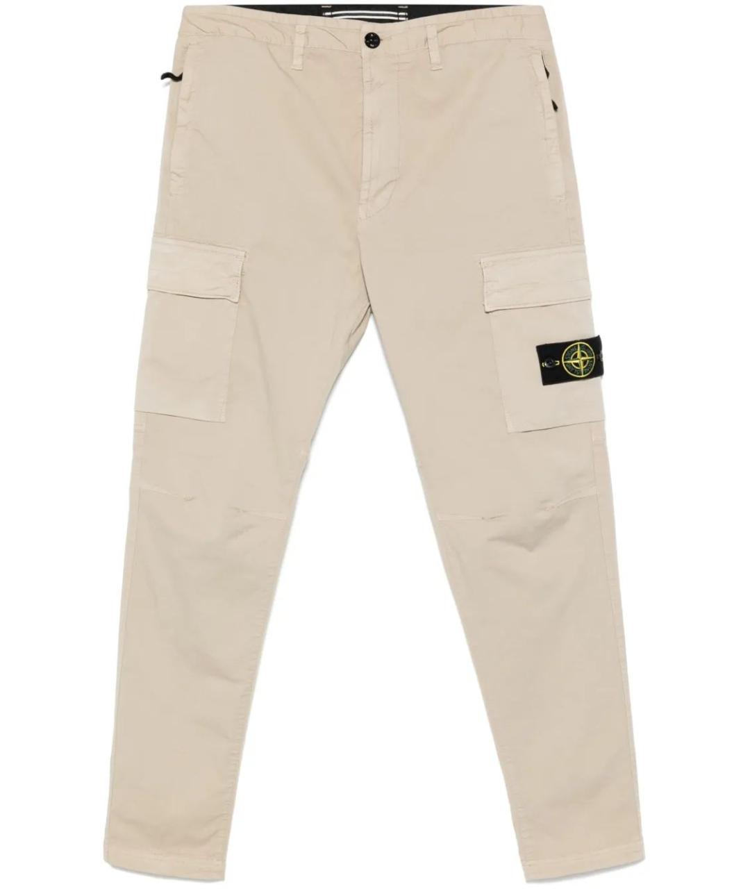 STONE ISLAND Бежевые хлопковые повседневные брюки, фото 1