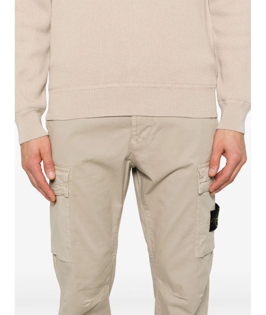 STONE ISLAND Бежевые хлопковые повседневные брюки, фото 5
