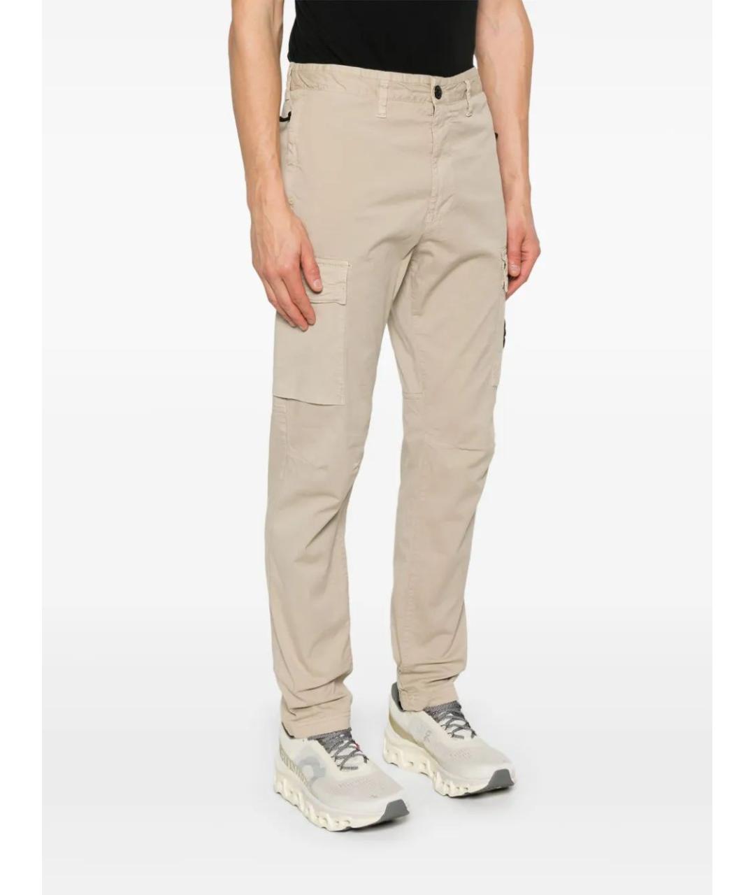 STONE ISLAND Бежевые хлопковые повседневные брюки, фото 3