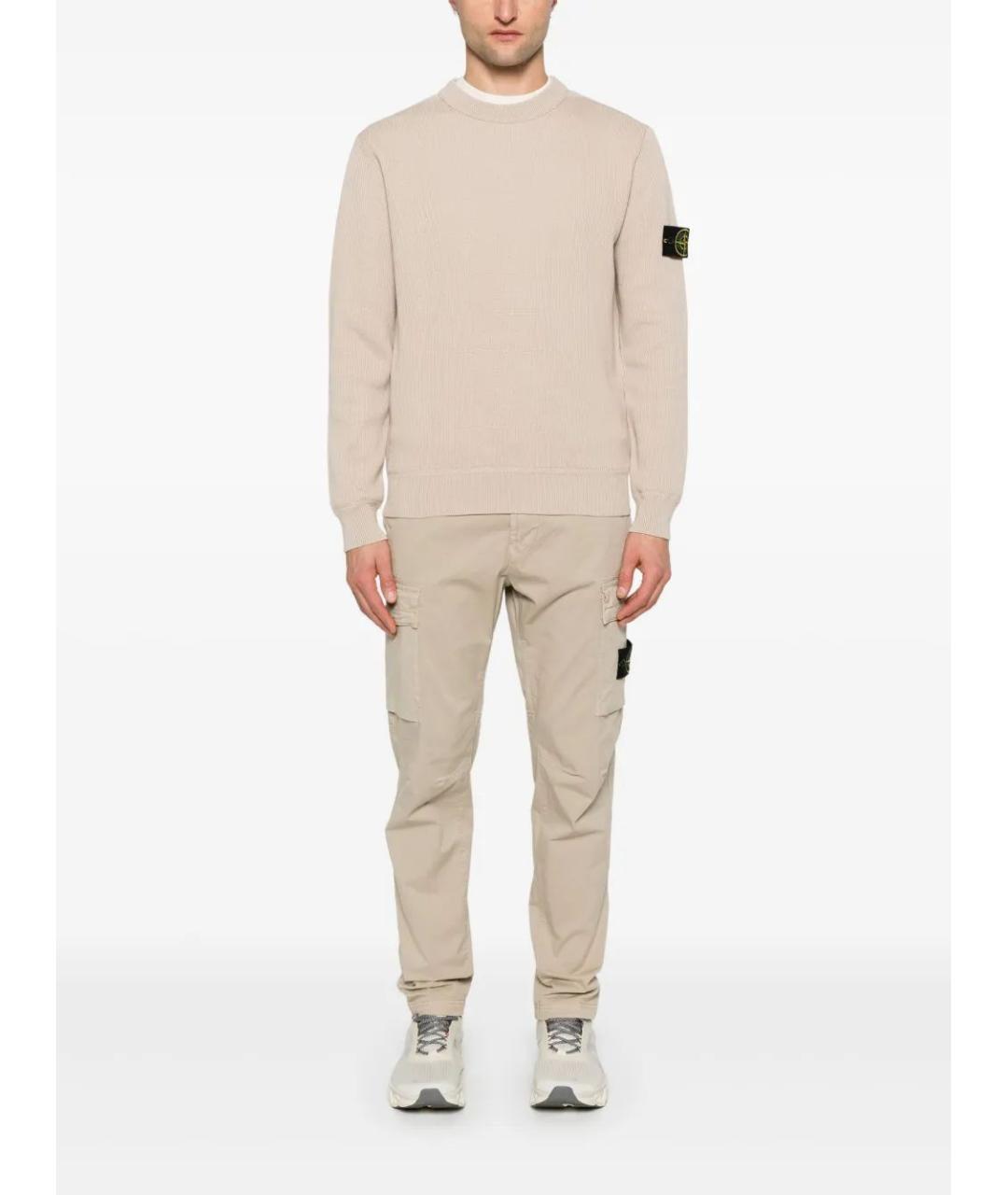 STONE ISLAND Бежевые хлопковые повседневные брюки, фото 2