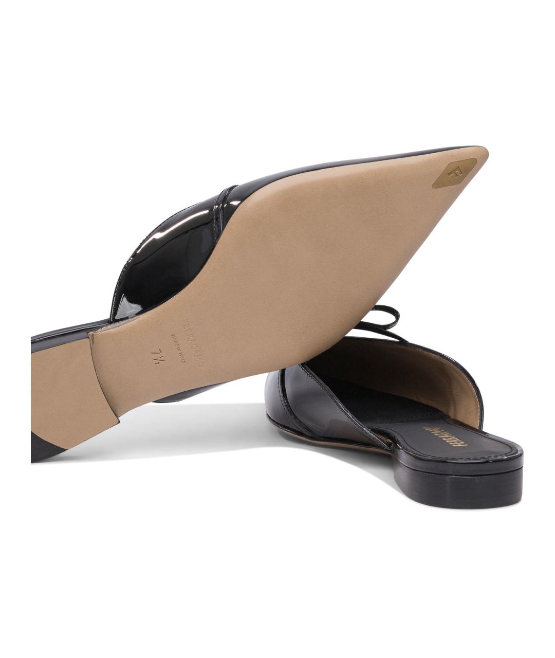 FERRAGAMO Черные кожаные мюли, фото 5