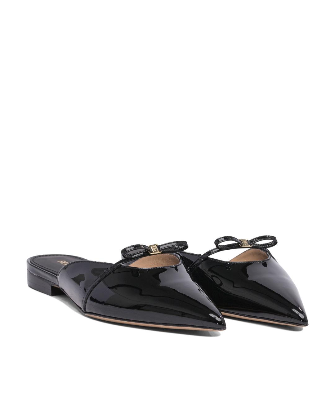 FERRAGAMO Черные кожаные мюли, фото 2