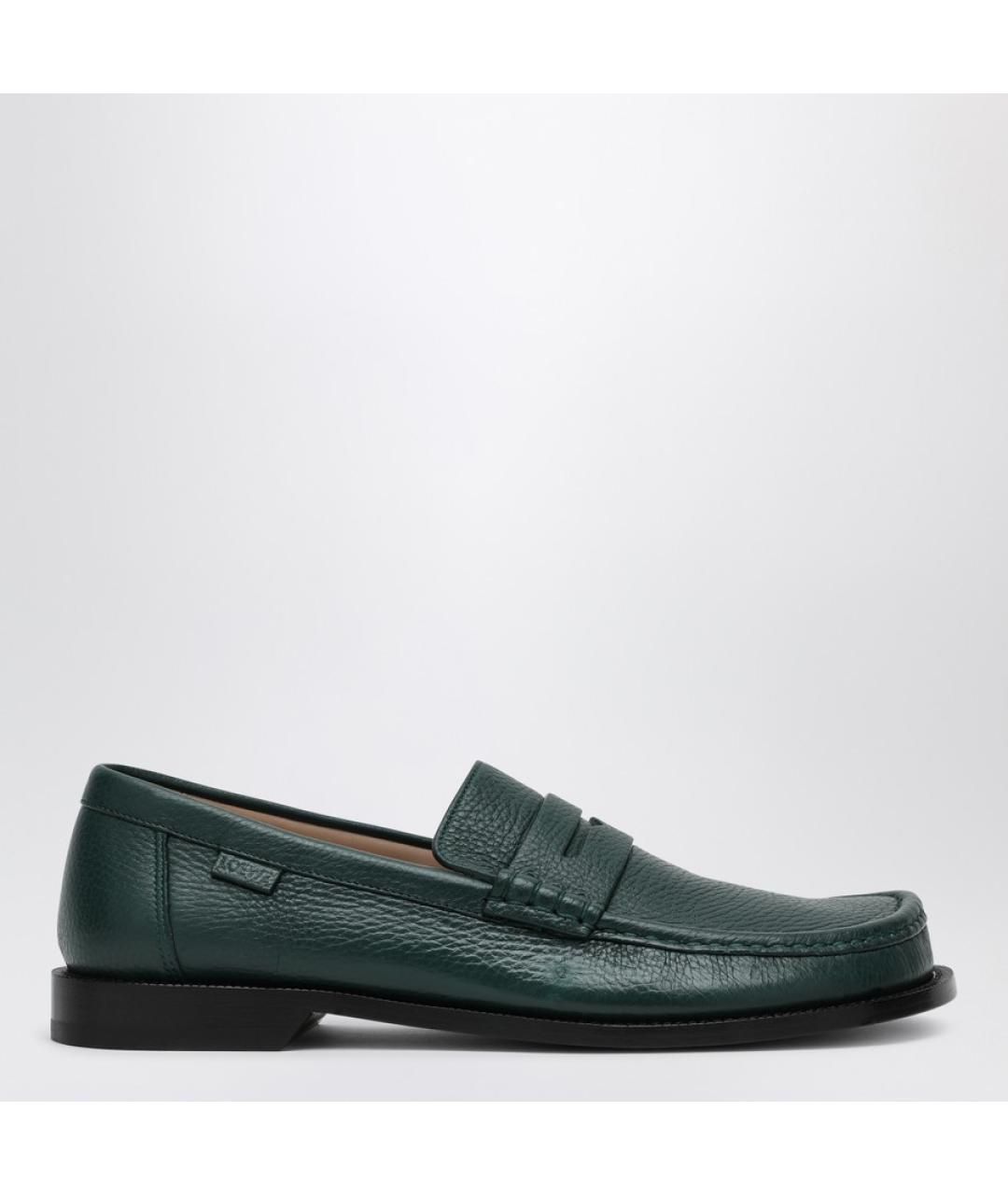LOEWE Зеленые кожаные лоферы, фото 4
