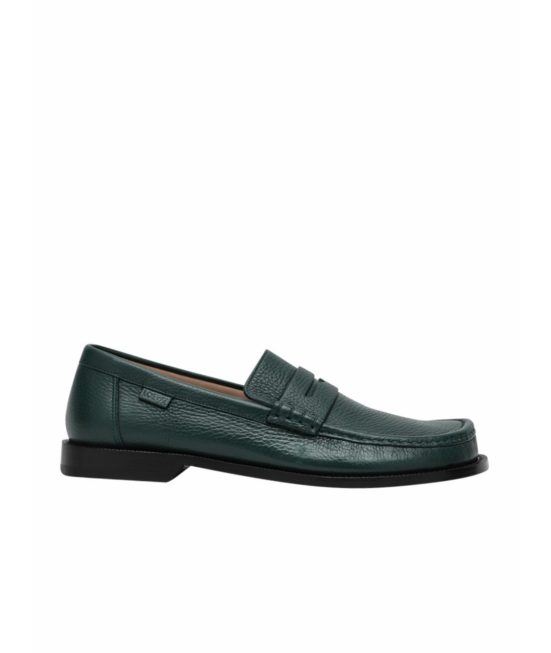 LOEWE Зеленые кожаные лоферы, фото 1