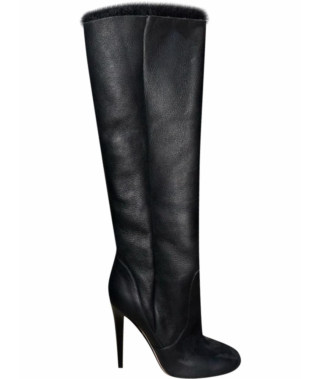 JIMMY CHOO Черные кожаные сапоги, фото 1
