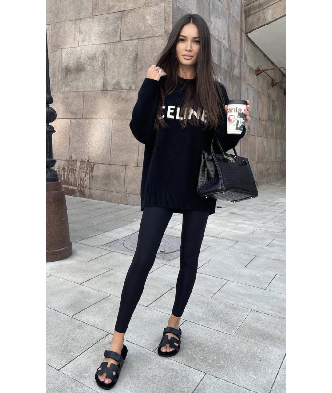 CELINE Черный шерстяной джемпер / свитер, фото 4