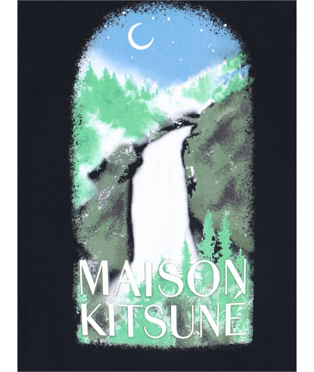 MAISON KITSUNE Черная хлопковая футболка, фото 3