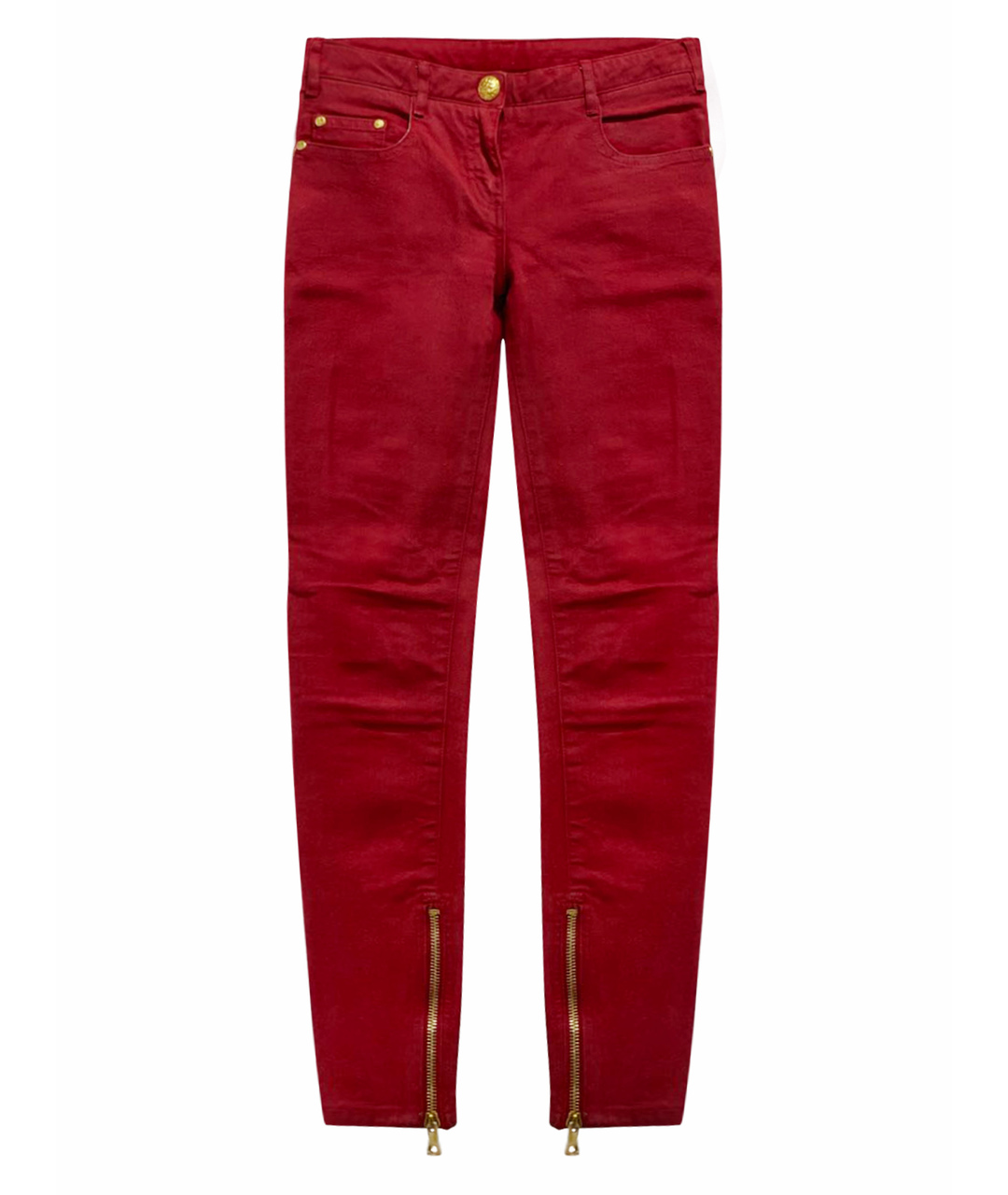 BALMAIN Красные хлопковые джинсы слим, фото 1