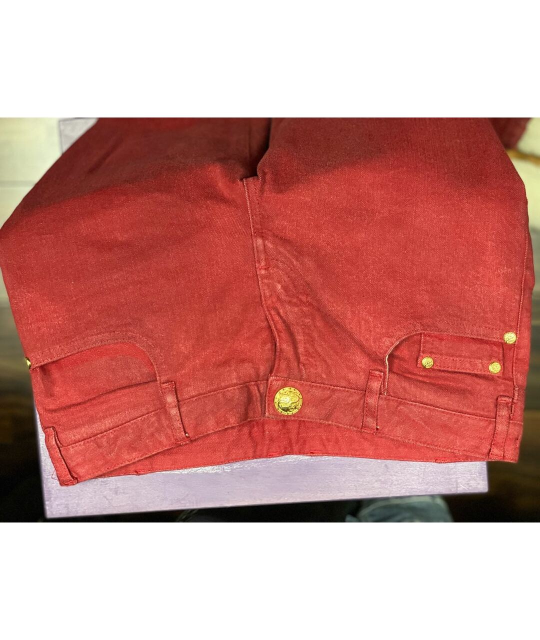 BALMAIN Красные хлопковые джинсы слим, фото 4