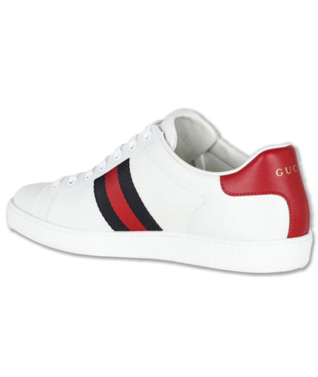 GUCCI Белые кожаные кеды, фото 4