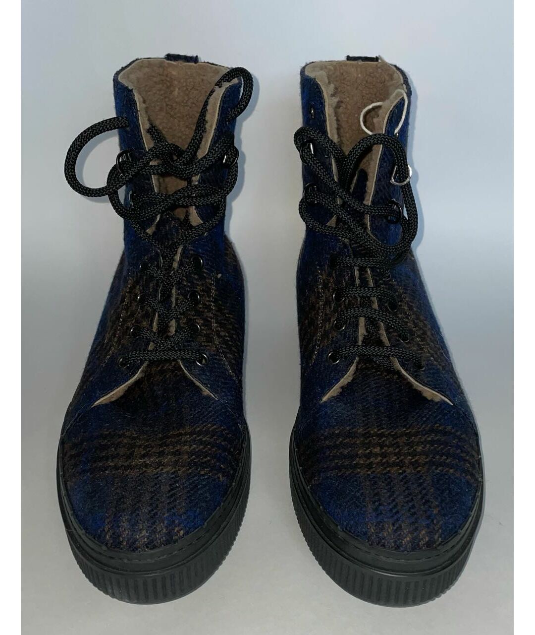 TOD'S Темно-синие текстильные высокие ботинки, фото 2