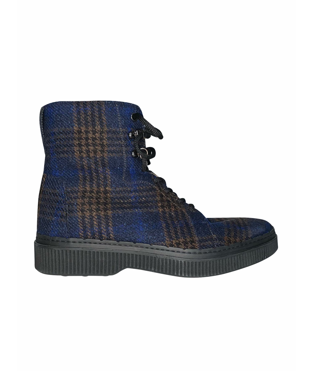 TOD'S Темно-синие текстильные высокие ботинки, фото 1