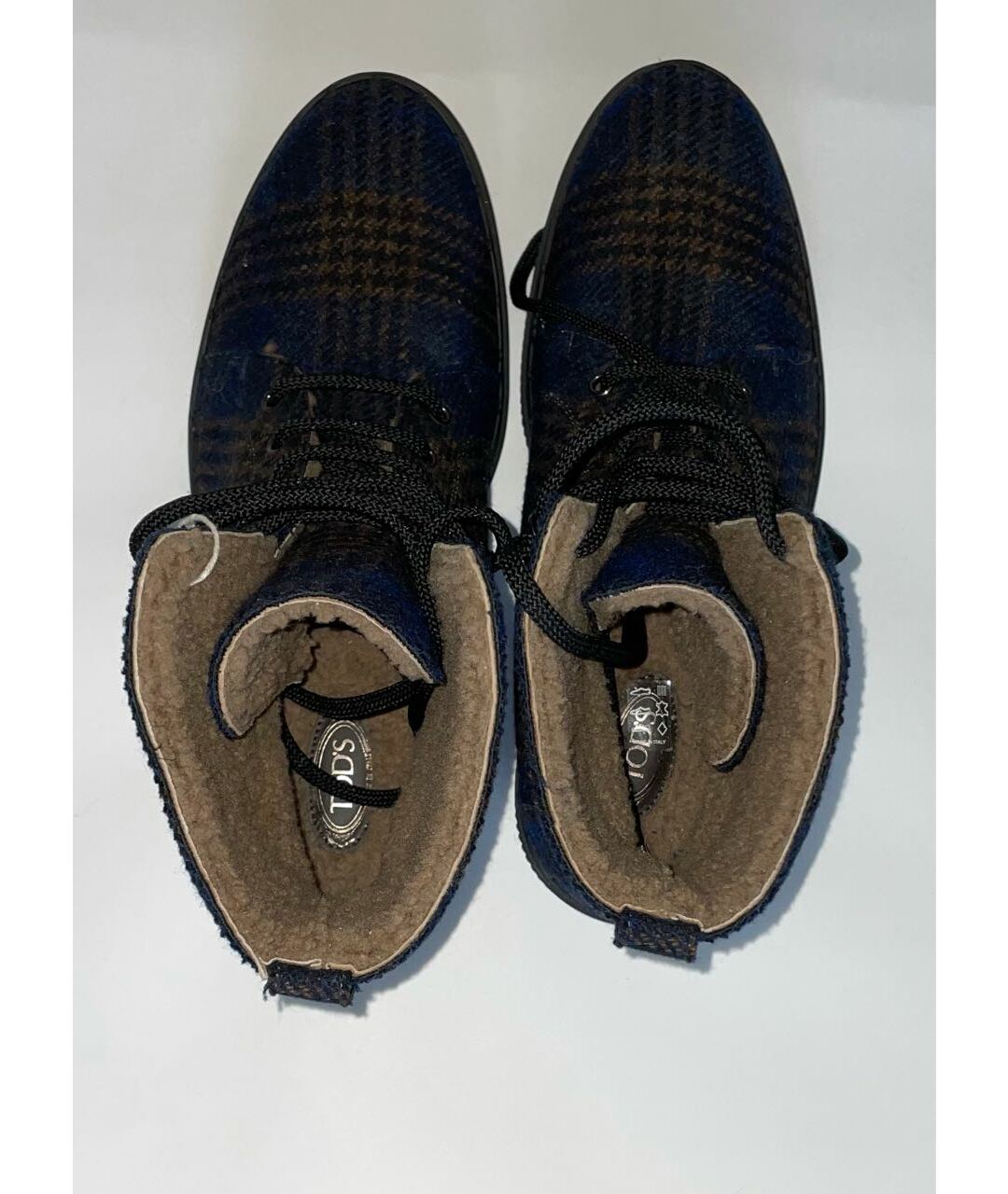 TOD'S Темно-синие текстильные высокие ботинки, фото 3