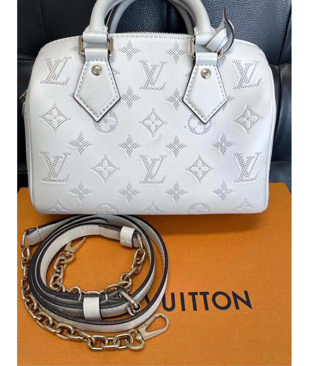 LOUIS VUITTON Белая кожаная сумка с короткими ручками, фото 2