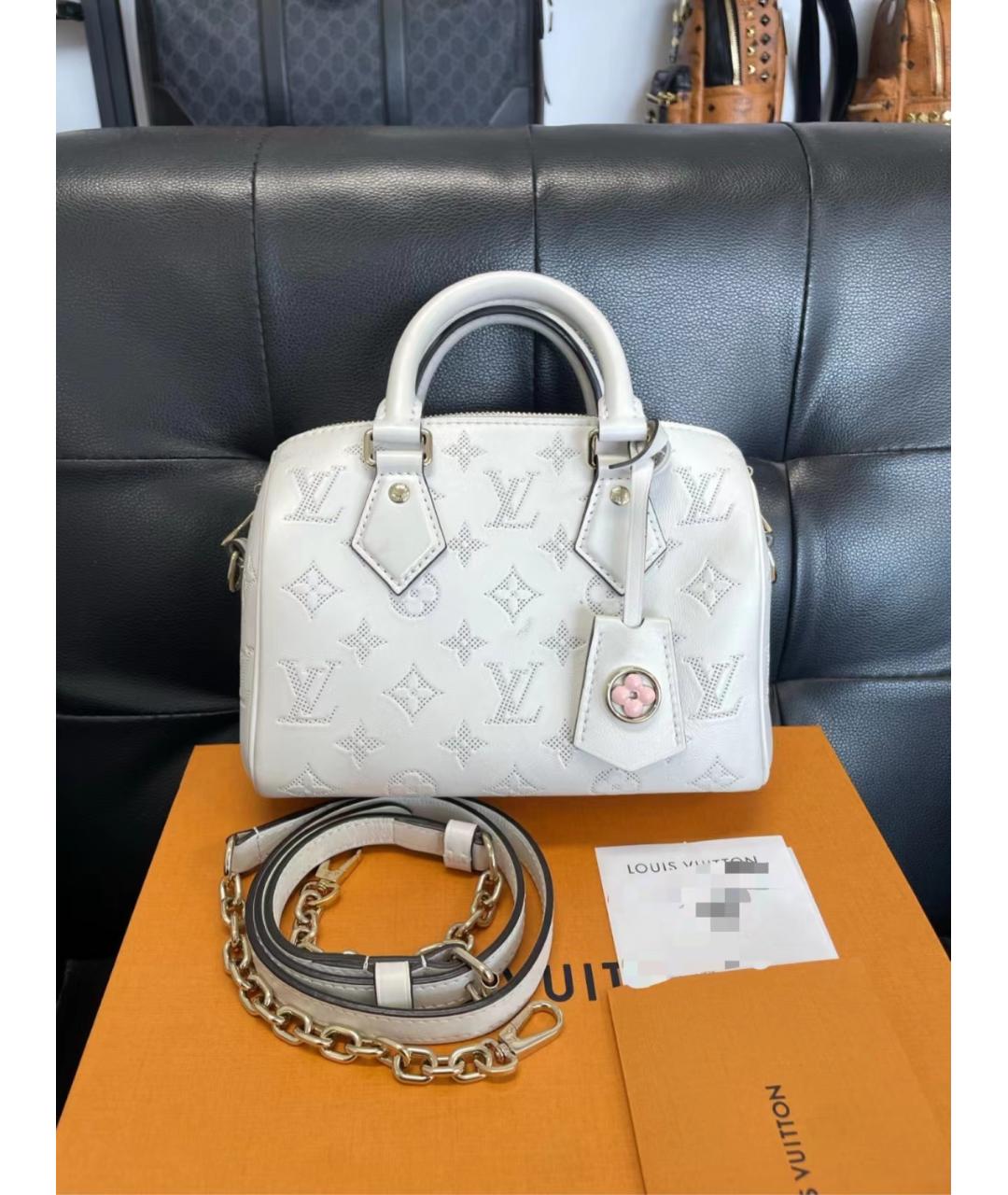 LOUIS VUITTON Белая кожаная сумка с короткими ручками, фото 8