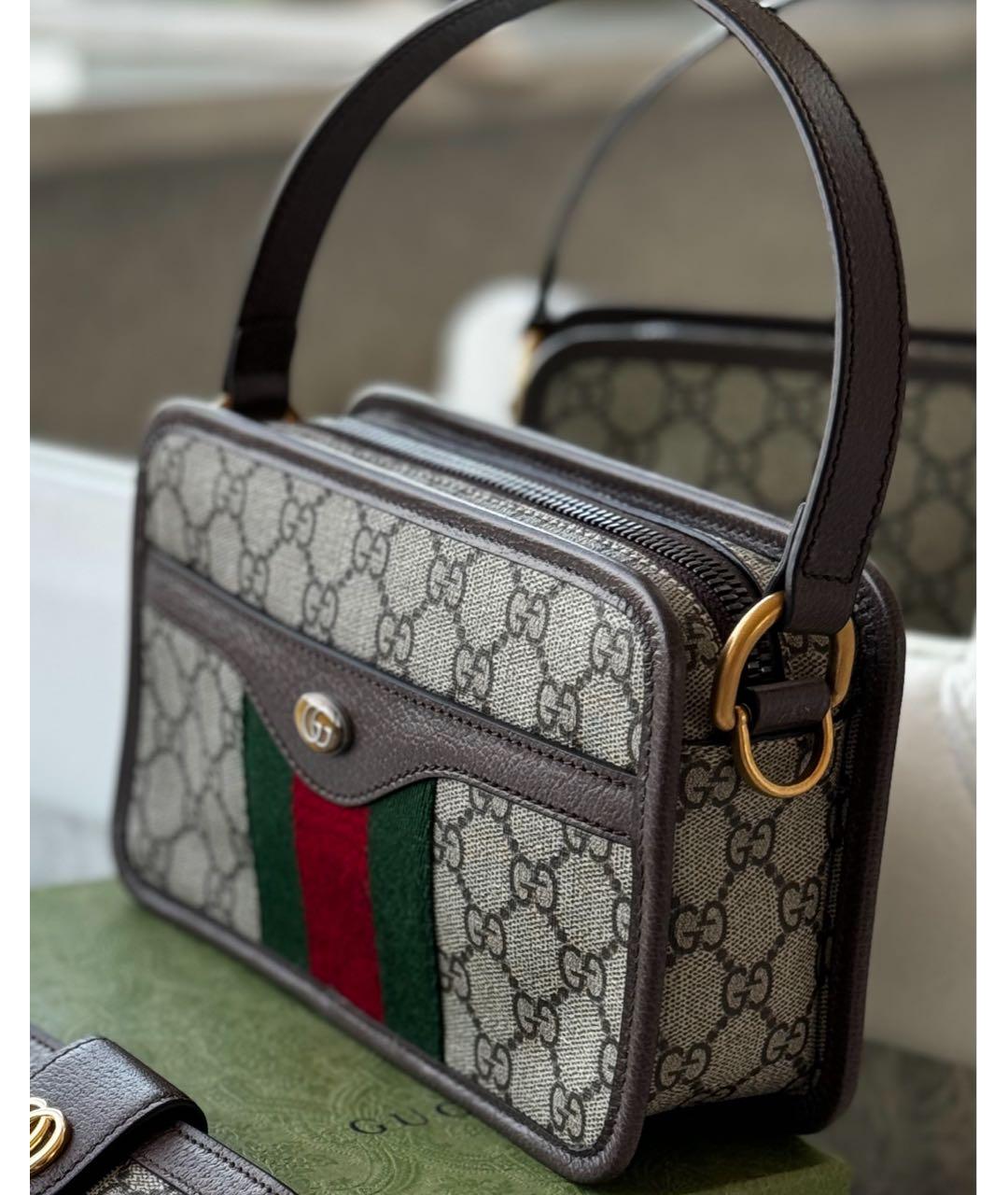 GUCCI Коричневая кожаная сумка через плечо, фото 2