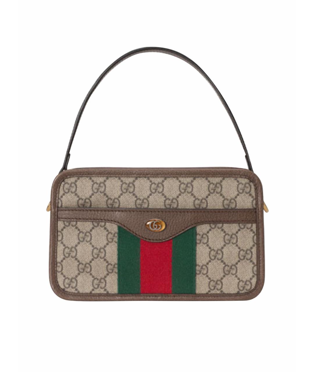 GUCCI Коричневая кожаная сумка через плечо, фото 1