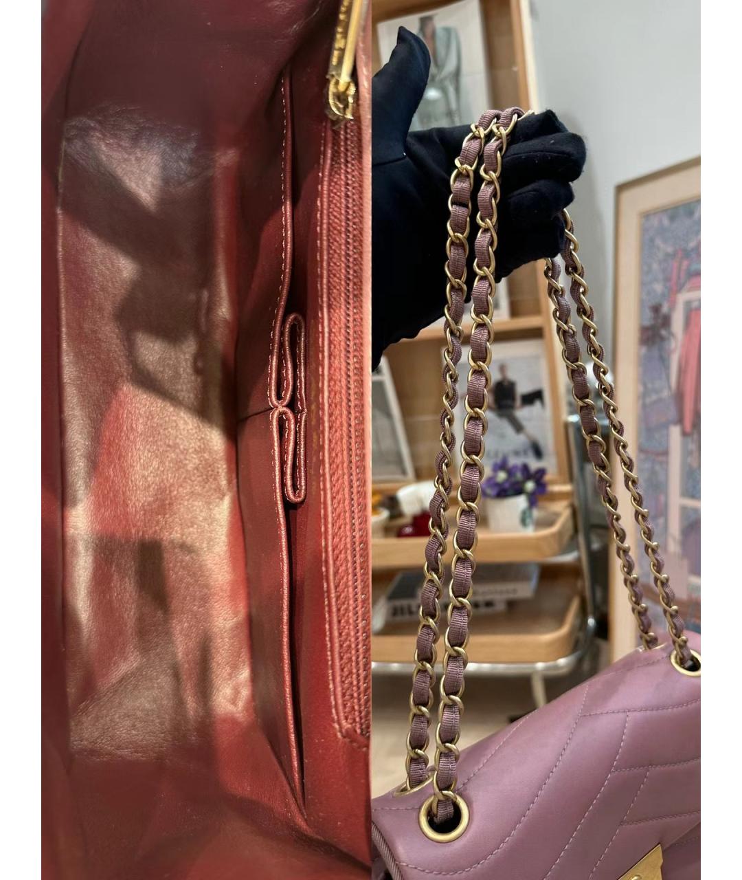 CHANEL Фиолетовая кожаная сумка через плечо, фото 7