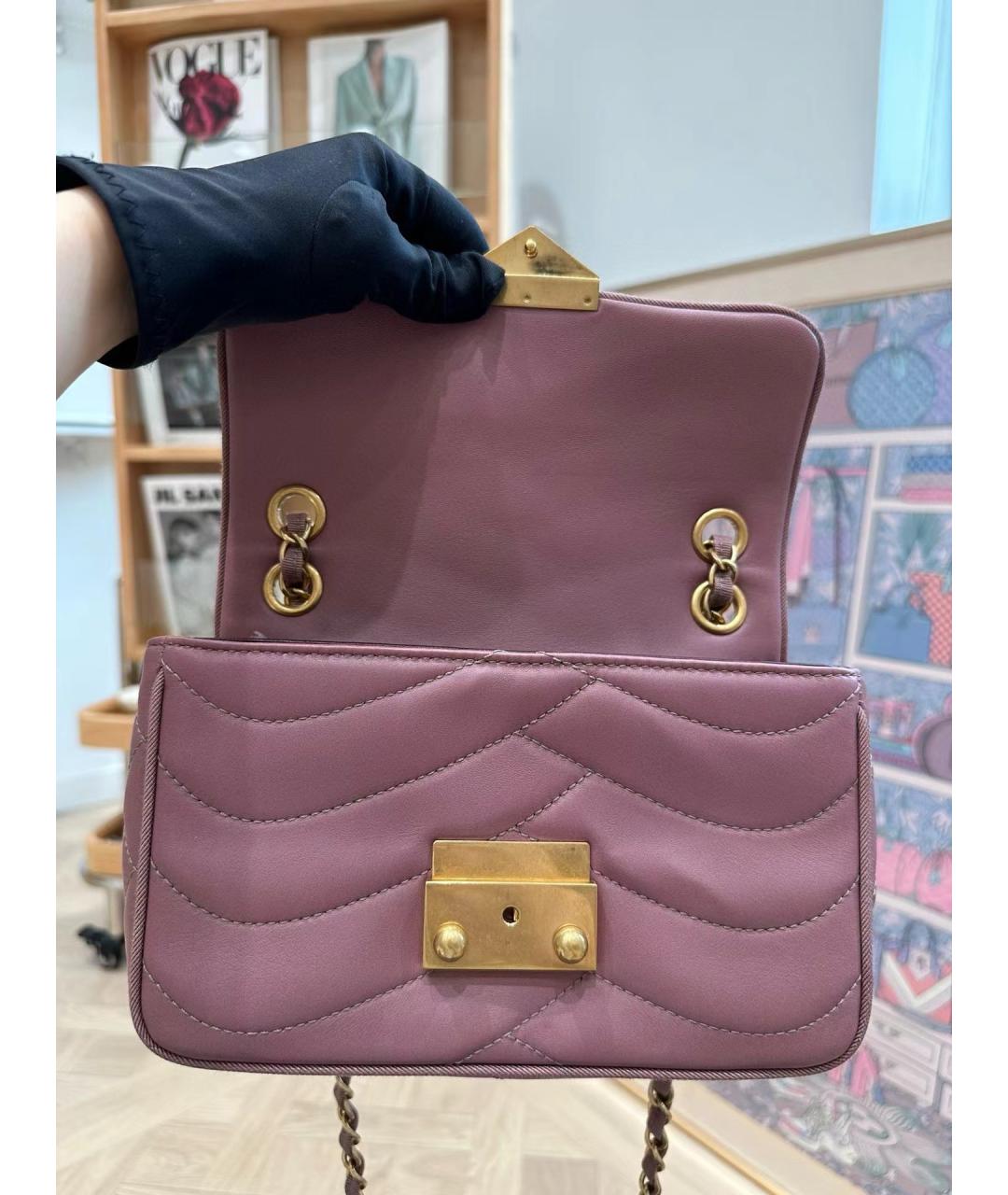 CHANEL Фиолетовая кожаная сумка через плечо, фото 5