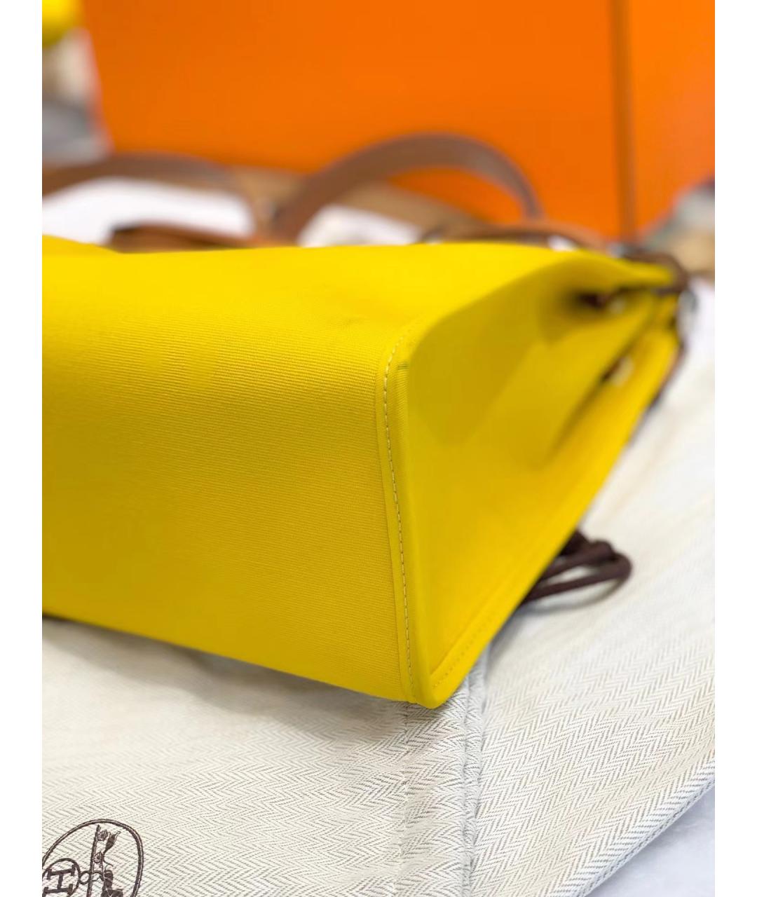 HERMES Желтая сумка с короткими ручками, фото 6