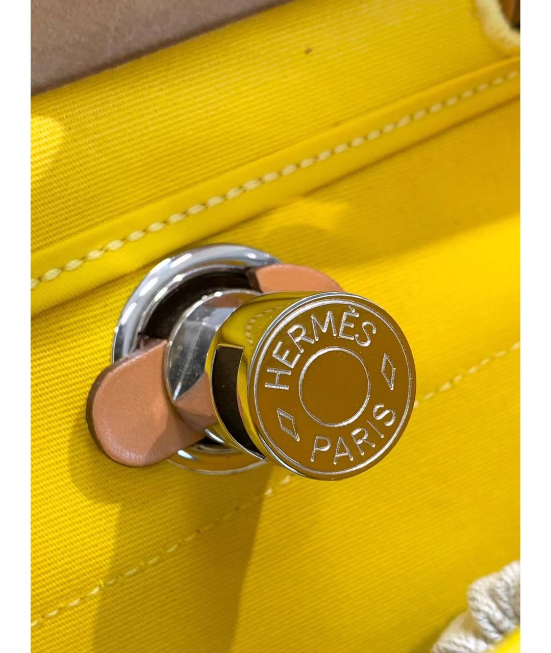 HERMES Желтая сумка с короткими ручками, фото 5