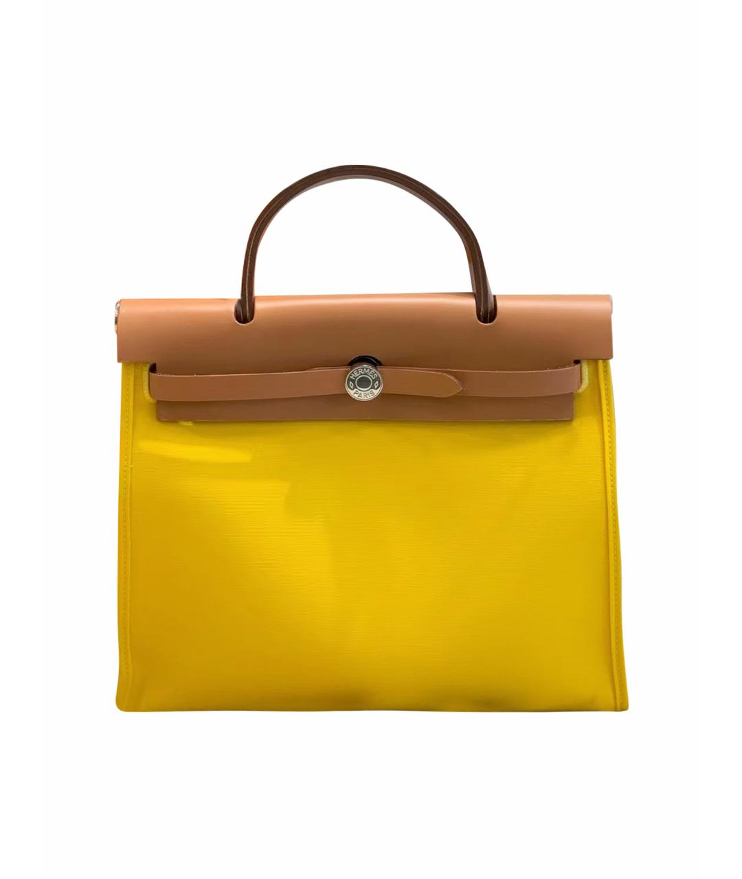 HERMES Желтая сумка с короткими ручками, фото 1