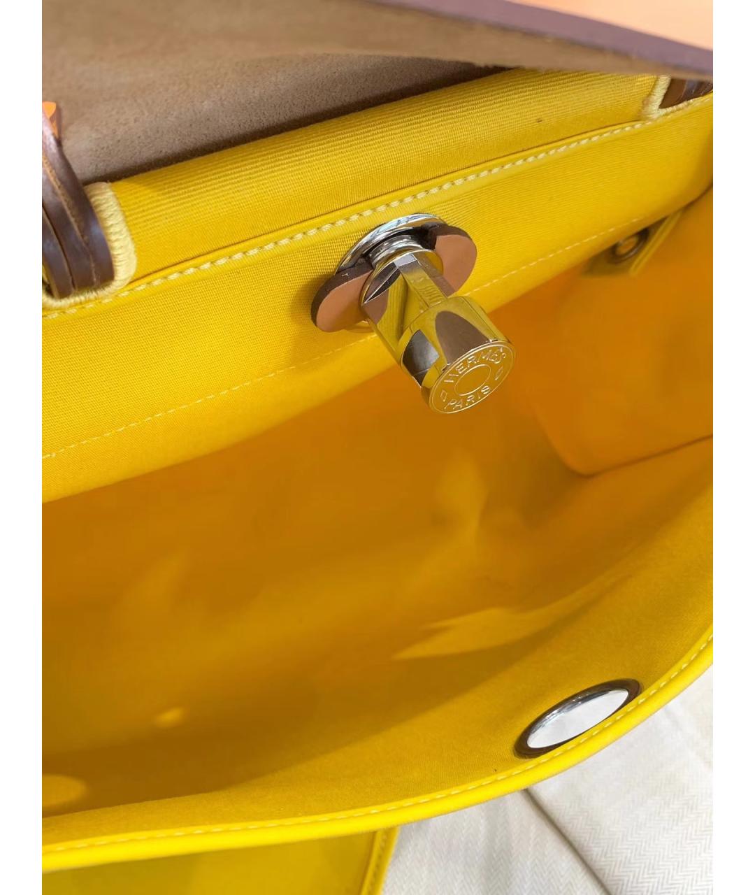 HERMES Желтая сумка с короткими ручками, фото 8